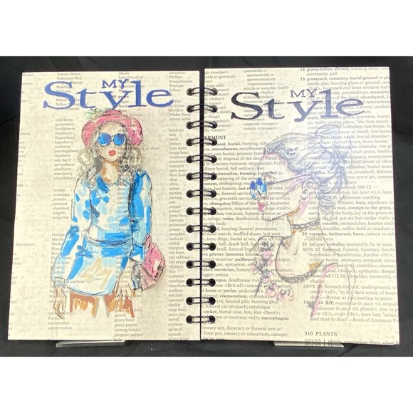 Journal Unique "MY STYLE" Fashion Designs Handmade Upcycle Spiral Notebook Flair - Picture 6 of 6